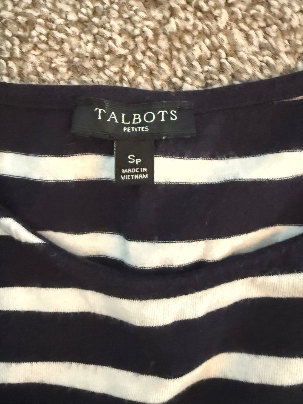 Talbots Black & White Striped Ruffle Sleeve Tee - Picture 4 of 4